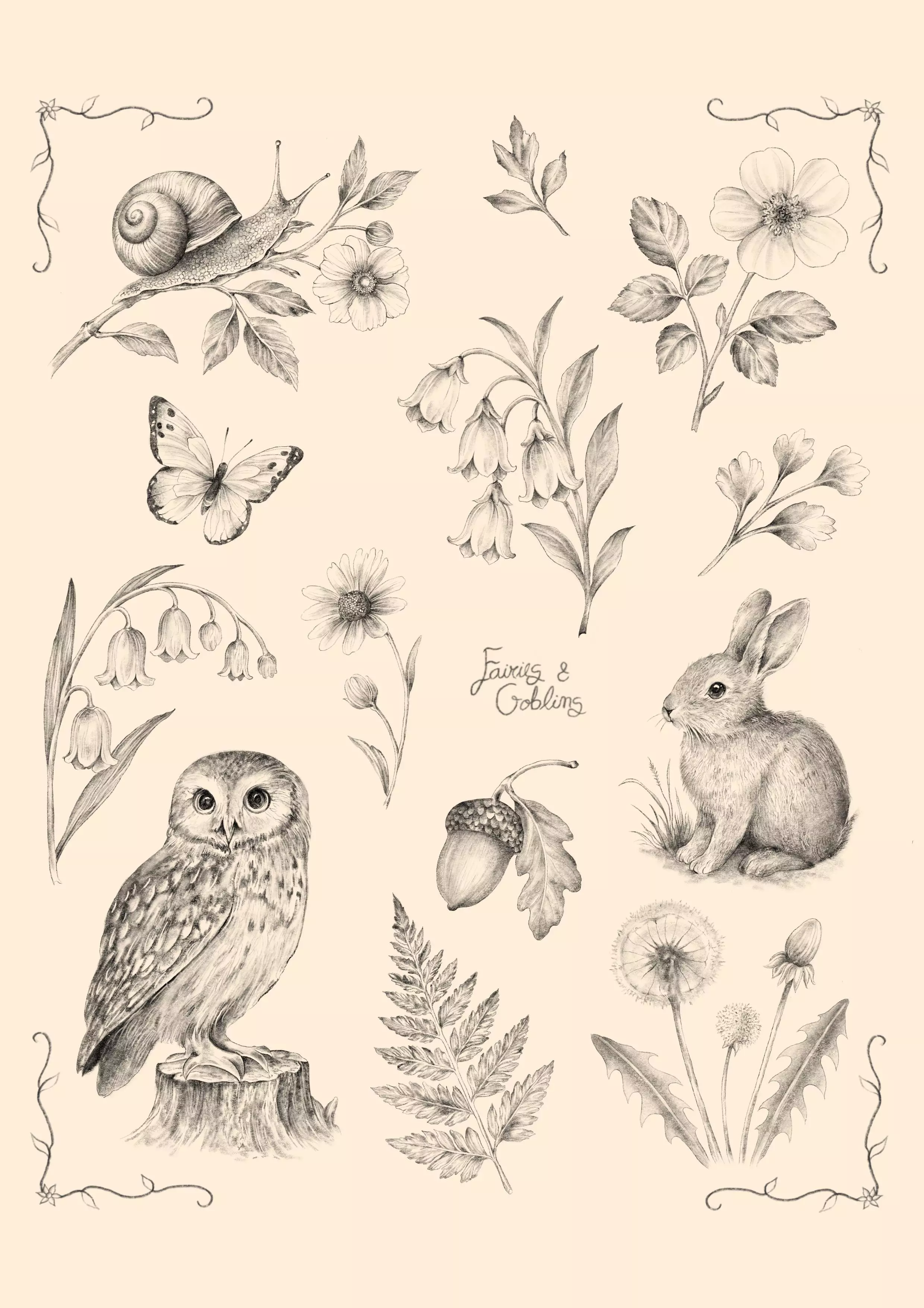 Awakening Spring flash tattoo sheet by Fairies & Goblins — Lisbon tattoo artist