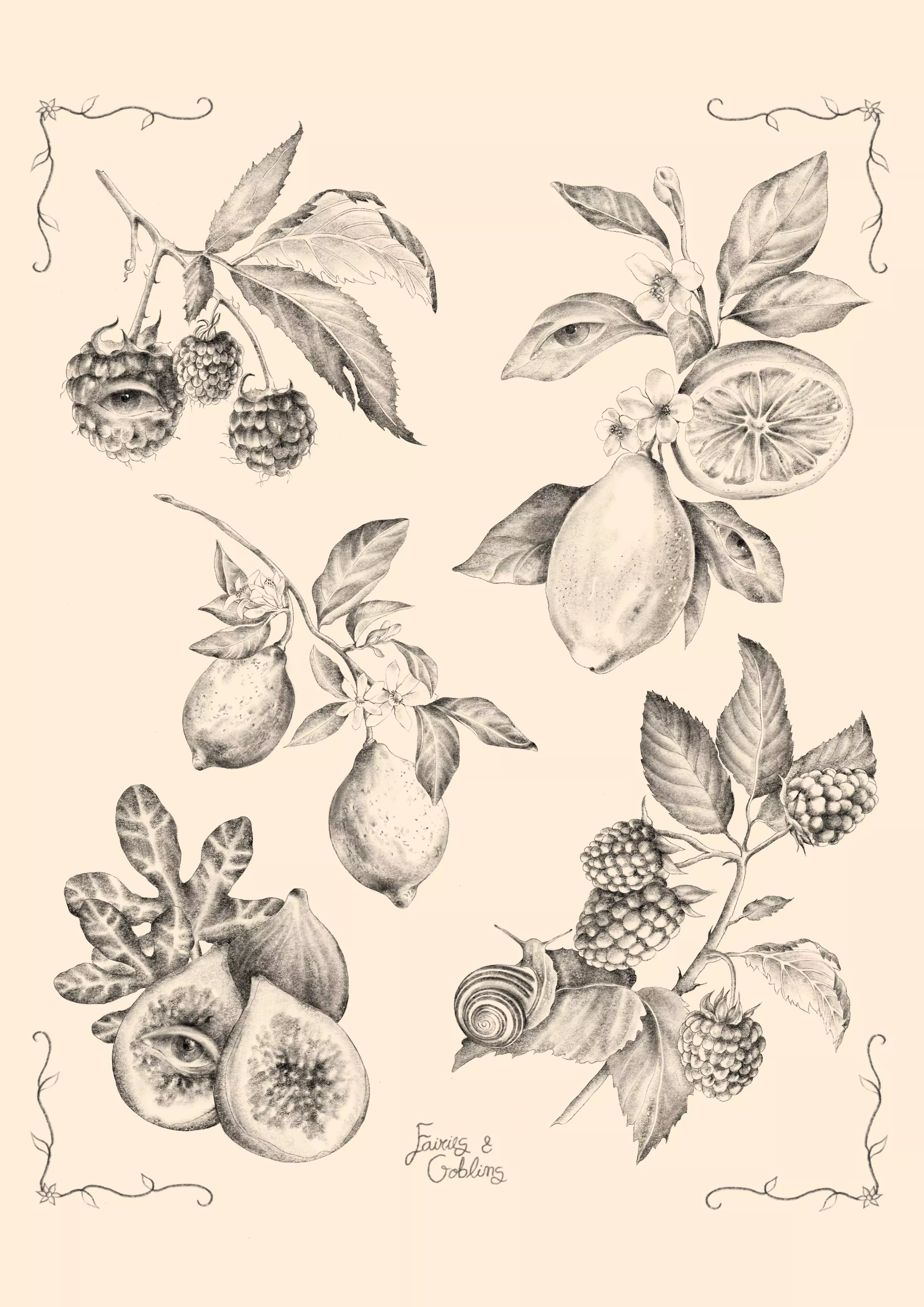Staring Seeds flash tattoo sheet by Fairies & Goblins — Lisbon tattoo artist