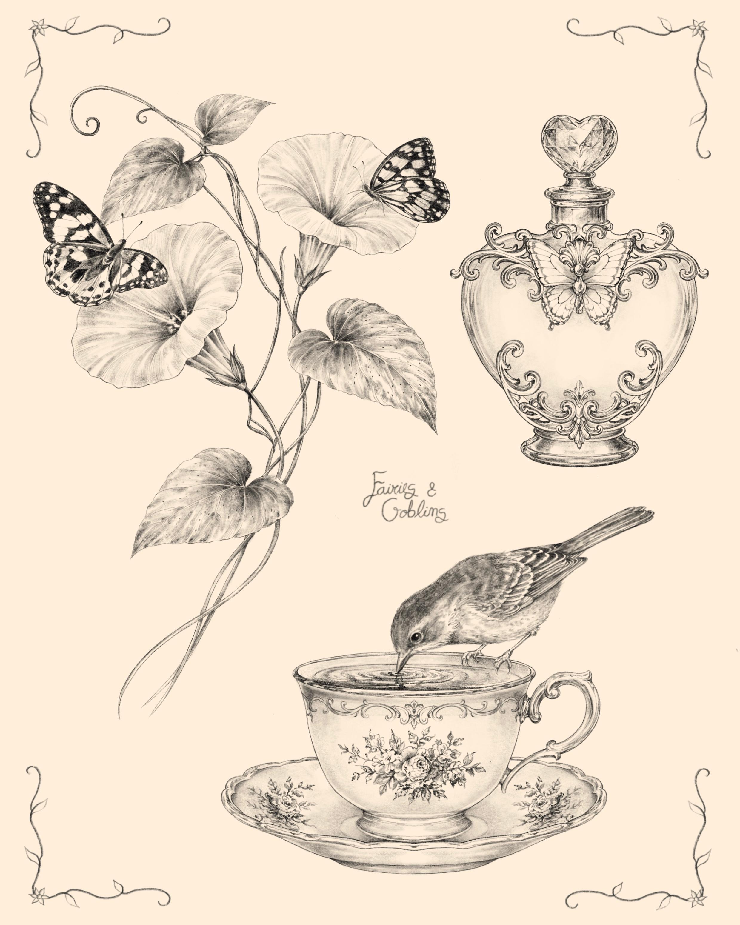 The Secret Garden Collection flash tattoo sheet by Fairies & Goblins — Lisbon tattoo artist