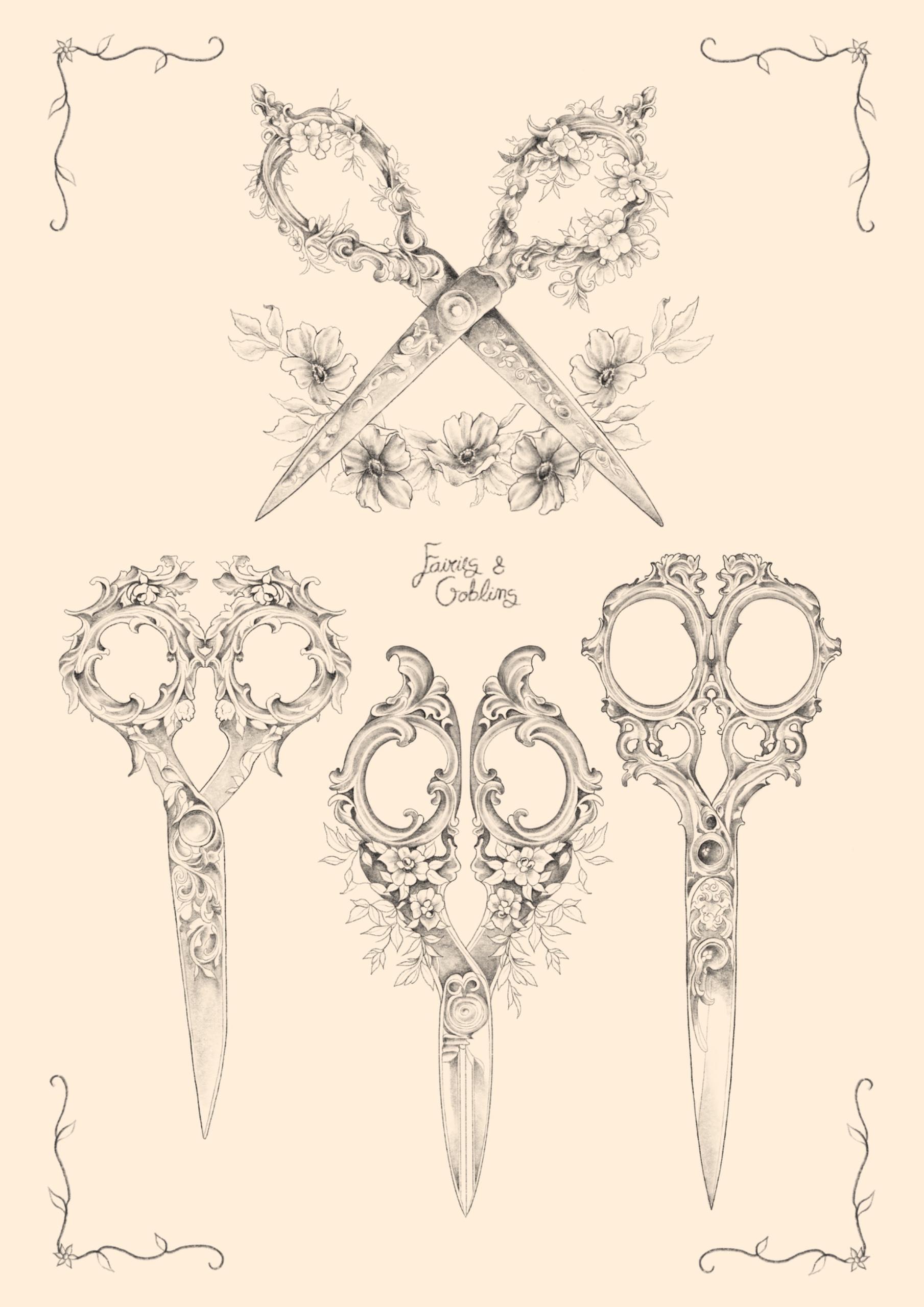 The Tailor’s Secret flash tattoo sheet by Fairies & Goblins — Lisbon tattoo artist
