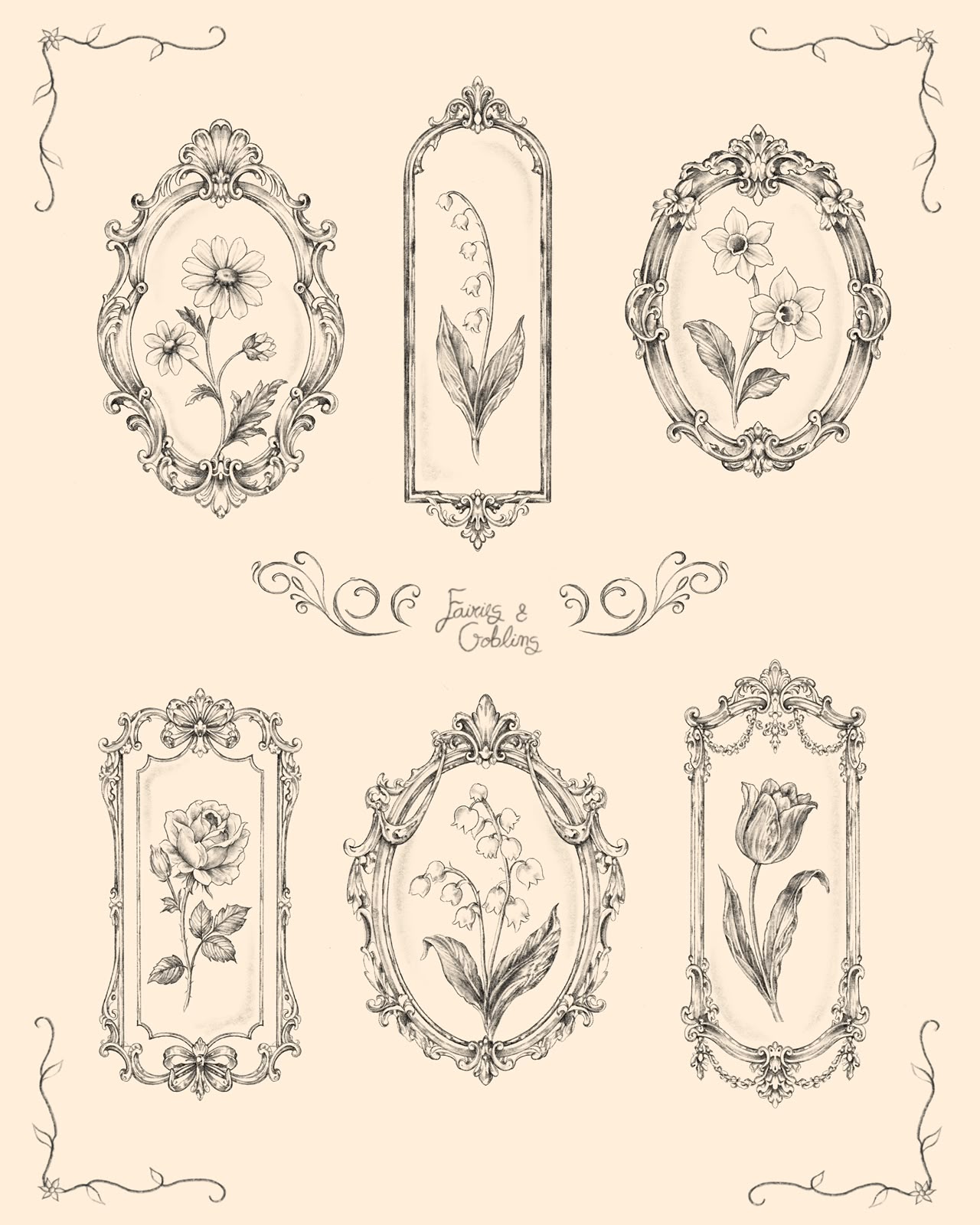 Vintage Frames flash tattoo sheet by Fairies & Goblins — Lisbon tattoo artist