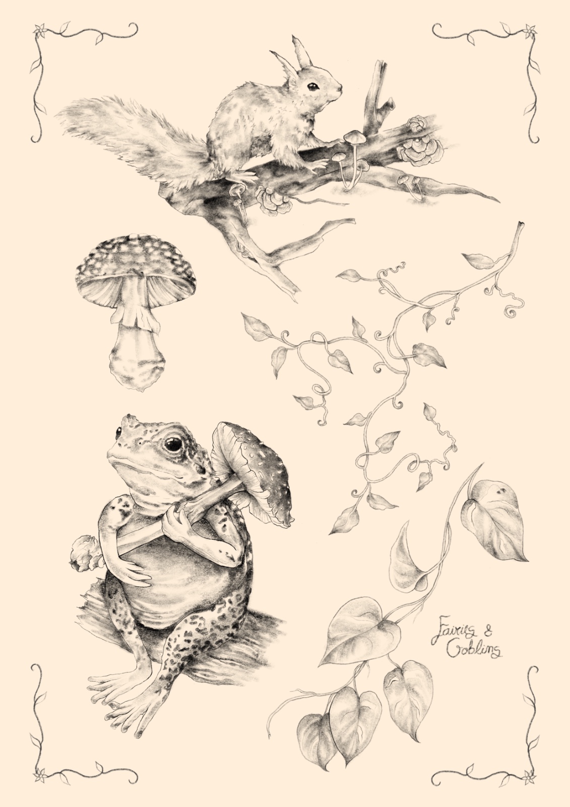 Woodland Whimsy flash tattoo sheet by Fairies & Goblins — Lisbon tattoo artist